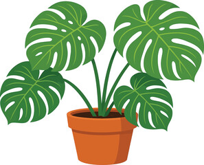 Fototapeta premium 🌿 FRESH & STYLISH! Beautiful vector of a Monstera plant in a terracotta pot—perfect for decor, eco-themes & lifestyle art. Download now and bring green vibes to your designs!