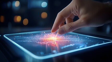 Analyzing digital data on a futuristic touch screen interface