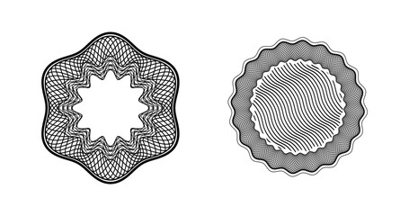 Guilloche rosette vector on black colour