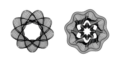 Guilloche rosette vector on black colour