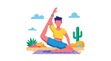 Fototapeta premium Person practicing yoga outdoors, perfect for wellness websites or brochures.