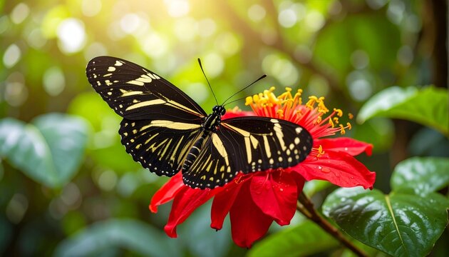 Zebra Longwing butterfly and flower