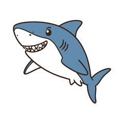 Fototapeta premium Adorable cartoon shark smiling widely, perfect for children's books and ocean themed designs