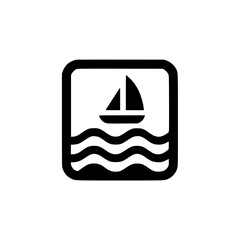 Sailboat in Square Frame Icon Representing Ocean Travel or Nautical Tourism