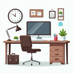office desk vector illustration