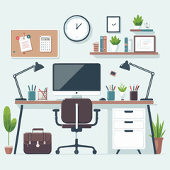Fototapeta premium office desk vector illustration