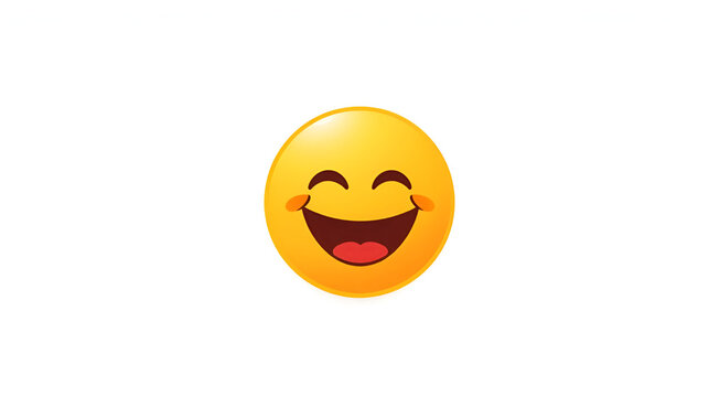 Cheerful laughing emoji expressing joy, minimalist design