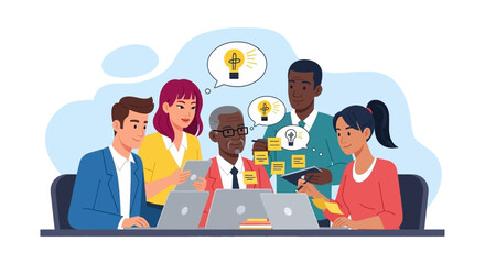 Diverse team brainstorming ideas together, perfect for website banners or marketing materials.