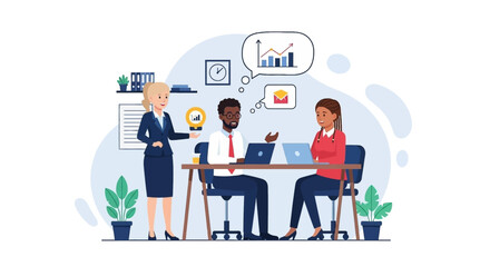 Diverse business team brainstorming ideas, perfect for website banners or presentations.