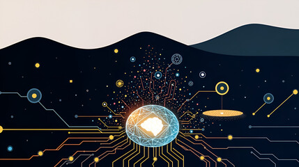 Balancing ai ethics, intellectual property, and business innovation: harmonizing technological advancements with human creativity and copyright safeguarding. Harmonic. Illustration