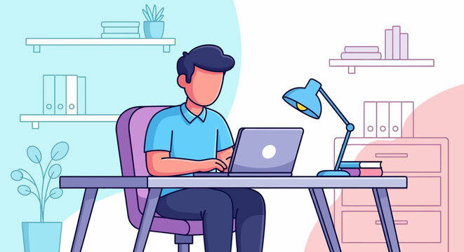 Person working on laptop at home office, perfect for blog posts about remote work or productivity.