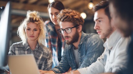 Collaborative brainstorming session office space teamwork modern environment close-up view creative ideas exchange