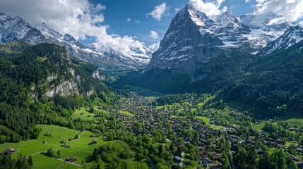Majestic alpine landscape eiger mountain region aerial photography scenic nature daytime serenity and adventure
