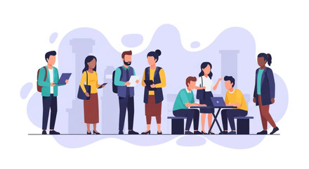 Diverse group of young professionals collaborating on a project, ideal for website banners or presentations.