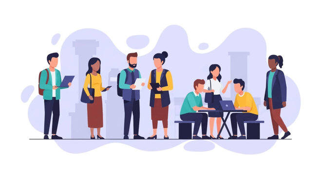 Diverse group of young professionals collaborating on a project, ideal for website banners or presentations.