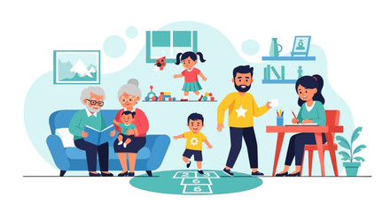 Happy multigenerational family at home. Perfect for family blogs, websites, and brochures.