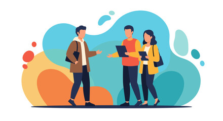 Three colleagues collaborating, ideal for presentations on teamwork, project management, or business strategy.