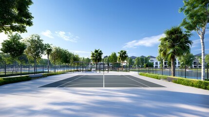 Modern recreational facilities in an urban park environment