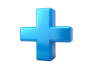 A blue medical cross isolated on transparent background represents healthcare and emergency services