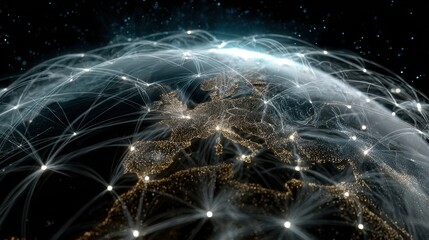 Global connectivity action earth digital visualization outer space satellite view network concept