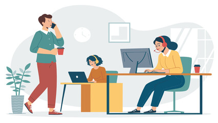 Modern office workers collaborating: perfect for website landing pages, brochures, or presentations on teamwork and business success.