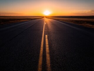 Fototapeta premium Empty highway at sunset (1)