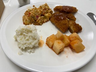 Full Korean Hotel Breakfast Set with Rice, Soup, and Fresh Side Dishes