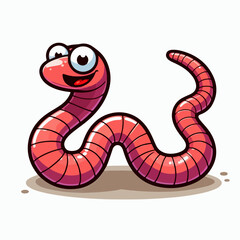 Obraz premium cartoon earthworm vector illustration