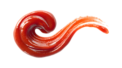 a swirl or curve of tomato ketchup isolated on a white background