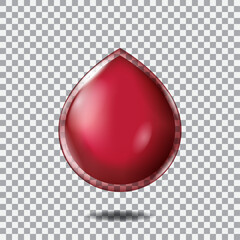 Realistic red blood drop - isolated background