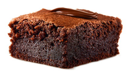American brownie chocolate cake isolated on a white background