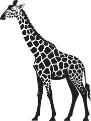 Naklejka premium Black and White Giraffe Silhouette Vector – Minimal Dotted Spot Pattern