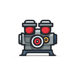 Fototapeta premium Motor engine block icon used in automotive and industrial engineering.