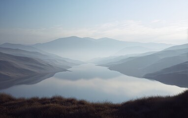 Misty mountain lake vista (2)