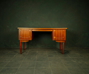 vintage wooden furniture on dark background