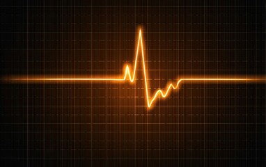 Orange heartbeat on dark grid