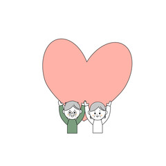 幸せそうなシニアカップルのイラスト