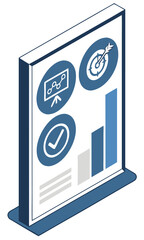 Modern presentation board with data graphics