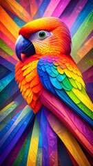 Fototapeta premium Vividly Colorful Abstract Caricature of a Parrot 101