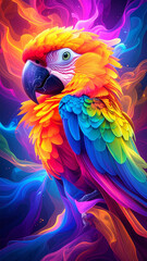 Obraz premium Vividly Colorful Abstract Caricature of a Parrot 124