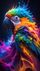Vividly Colorful Abstract Caricature of a Parrot 125