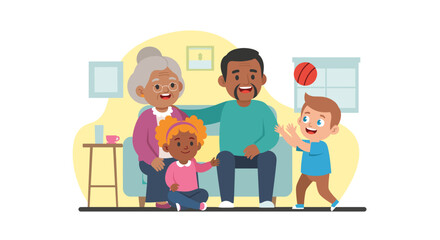 Happy multigenerational family playing together at home. Perfect for family, heritage, and togetherness concepts.