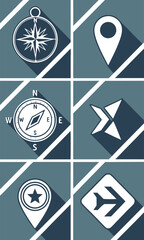 Navigation icons flat design grid