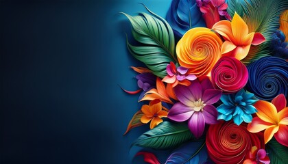 vertical floral swirls flourishing with vibrant colors and tropical flowers 4k