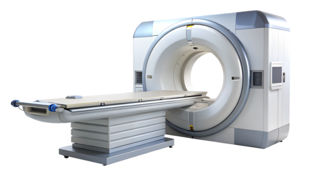 A modern ct scan machine isolated on transparent background, a vital tool for medical diagnostics and imaging