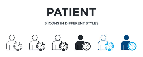 Patient Icon In Different Style Vector Illustration. Designed In Thin Line, Regular Line, Bold Line, Glyph, Color Line, And Color Glyph Style Can Be Used For Web