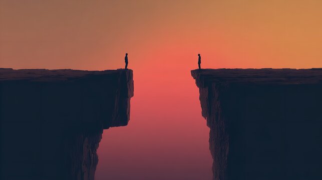 Two People Standing on Opposite Sides of the Chasm.

