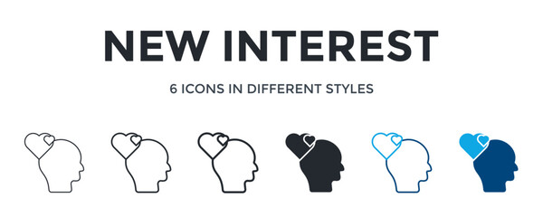 New Interest Icon In Different Style Vector Illustration. Designed In Thin Line, Regular Line, Bold Line, Glyph, Color Line, And Color Glyph Style Can Be Used For Web
