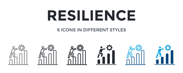 Resilience Icon In Different Style Vector Illustration. Designed In Thin Line, Regular Line, Bold Line, Glyph, Color Line, And Color Glyph Style Can Be Used For Web