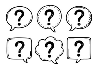 Question Marks in Speech Bubbles Doodle Style
